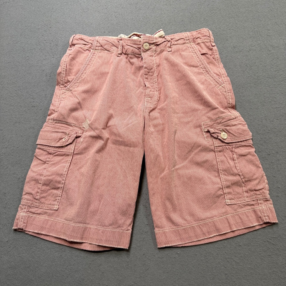 Y2K Zara Cargo Shorts Men's 32 Pink Corduroy Relaxed Fit Cotton Utility Workwear